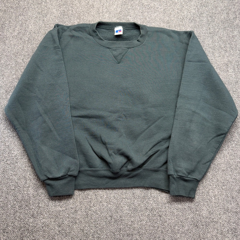 Russell Athletic Mens Crewneck Sweatshirt Hunter Green Medium Vintage Style 1647